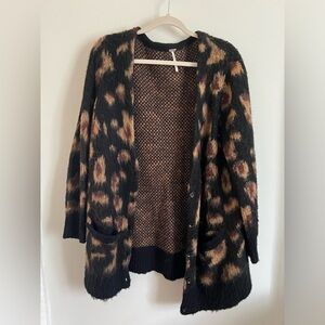 Free people animal print cardigan